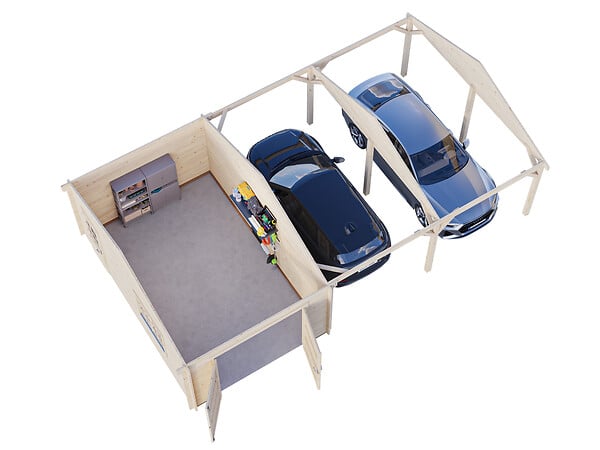 PALMAKO - Garage bois Roger avec double pergola - 64m² - large