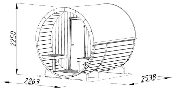 PALMAKO - Sauna rond bois Anita 4 places - L.254xH.225xP.226cm - large