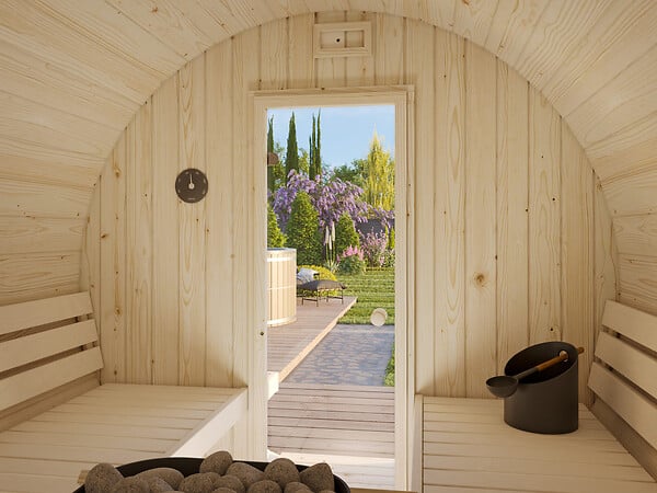 PALMAKO - Sauna rond bois Anita 4 places - L.254xH.225xP.226cm - large