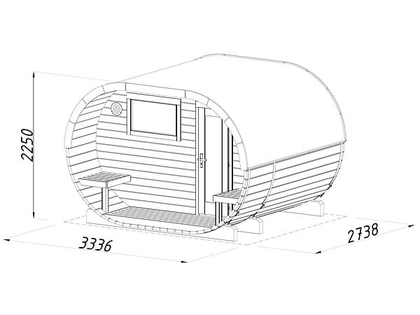 PALMAKO - Sauna extérieur rond bois Anette Naturel 4 places - large