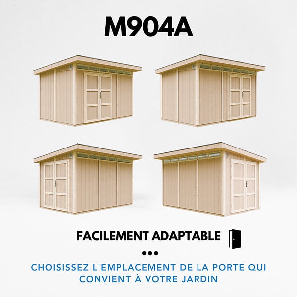 TIMBELA - Abri de Jardin Qualité Premium 9m² - L412xL279cm - Kit tout compris avec sol, tuiles bitumineuses, set de peinture-Construction de Panneaux LP Smartside- Cabane de Jardin Timbela M904A TERRA BROWN - large