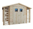 TIMBELA - Abri de jardin en bois et range bûches I206xL328xH218 cm / 5,41 m2 - M391 - vignette