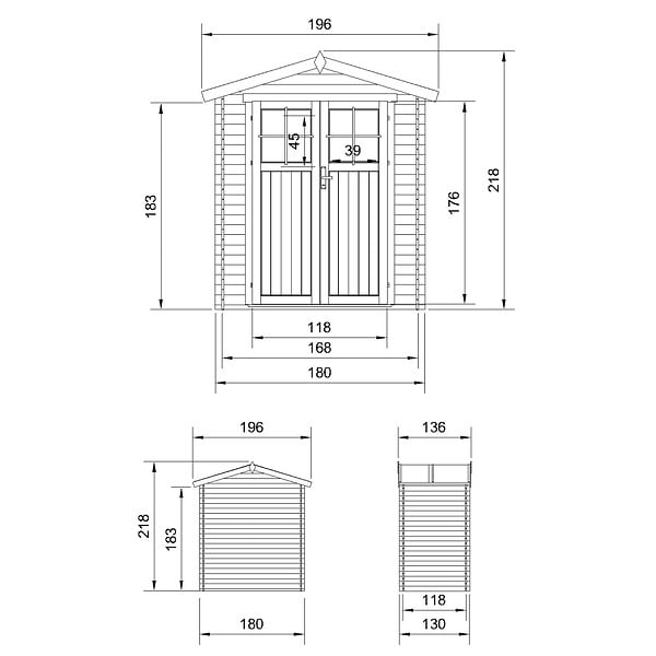 TIMBELA - Abri de jardin en bois AVEC SOL TRAITÉ - Stockage extérieur I196xL136xH218 cm/ 1.98 m2 - TIMBELA M367F+M367G - large