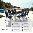 TECTAKE - Ensemble salon de jardin 8 pièces aluminium gris anthracite piètement thermolaqué plateau verre massif chaises pliantes inclinables 189x90x72,7 cm - vignette