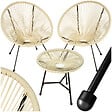 TECTAKE - Ensemble table et chaises de jardin Santana beige - vignette