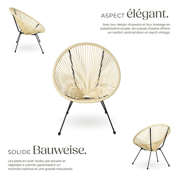 TECTAKE - Ensemble table et chaises de jardin Santana beige - large