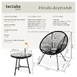 TECTAKE - 2 Places ensemble mobilier extérieur noir fauteuils confortables style acapulco table plateau en verre cordage élastique montage facile - vignette