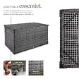 TECTAKE - Coffre de jardin structure en aluminium 145x82,5x79,5cm gris 750L et tressage en rotin - vignette