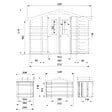 TIMBELA - Abri de jardin en bois et range bûches extérieur AVEC SOL TRAITÉ - extérieur I206xL328xH218 cm/ 3,53 + 0,97+0,97 m2 - M389C+M389G - vignette