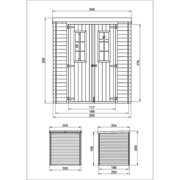 TIMBELA - Abri de jardin en bois - Stockage extérieur l204xL204xH200 cm/3.53 m2 - M309C - large