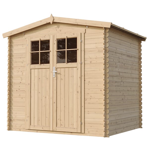 TIMBELA - Abri de jardin en bois AVEC SOL TRAITÉ porte verrouillable de haute qualité - Stockage extérieur I236xL226xH218 cm/ 4,33 m2 - M369F+M369G - large