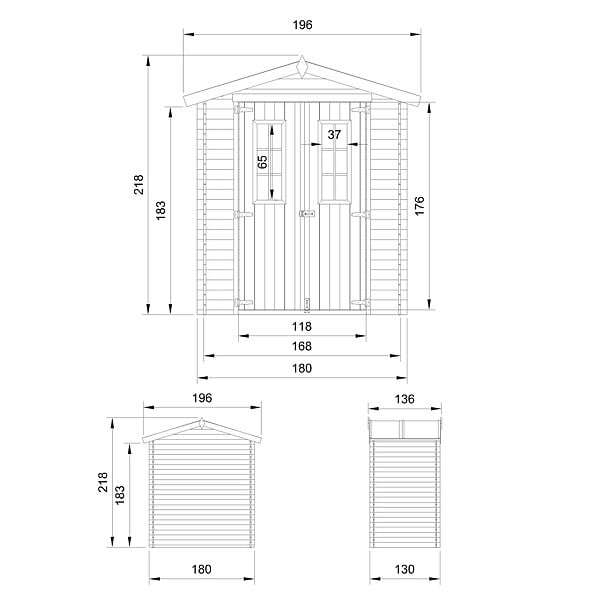 TIMBELA - Abri de jardin en bois AVEC SOL TRAITÉ - Stockage extérieur I196xL136xH218 cm/ 1.98 m2 - TIMBELA M367C+M367G - large