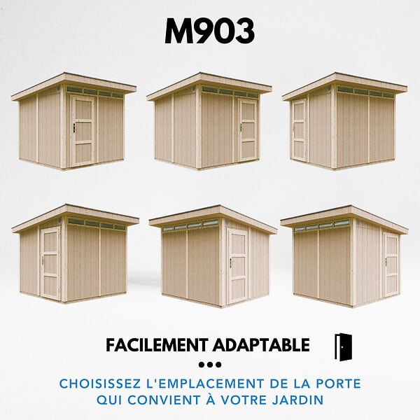 TIMBELA - Abri de Jardin Qualité Premium 6m² - L294xL279cm - Kit tout compris avec sol, tuiles bitumineuses, set de peinture-Construction de Panneaux LP Smartside- Cabane de Jardin Timbela M903 CAVERN STEEL - large