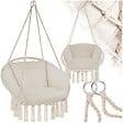 TECTAKE - Fauteuil suspendu beige style bohème romantique coussin moelleux construction robuste usage intérieur extérieur poids léger 80 x 72 x 125 cm - vignette