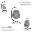 TECTAKE - Fauteuil suspendu ANIKA avec cadre et coussin 160kg gris clair - vignette