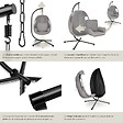 TECTAKE - Fauteuil suspendu ANIKA avec cadre et coussin 160kg gris clair - vignette