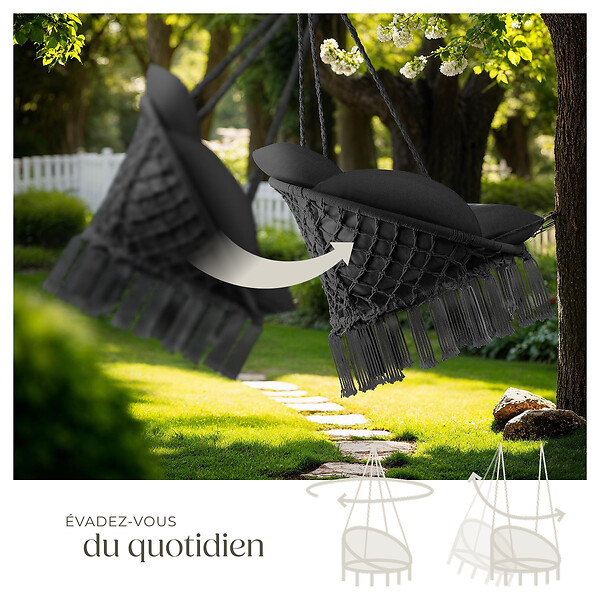 TECTAKE - Fauteuil suspendu Samira noir - large