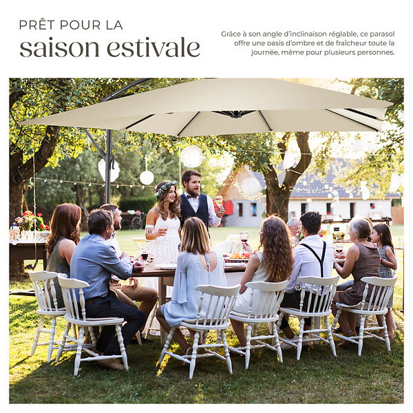 TECTAKE - Parasol APOLLON avec manivelle 2,5 x 2,5 m  beige - large