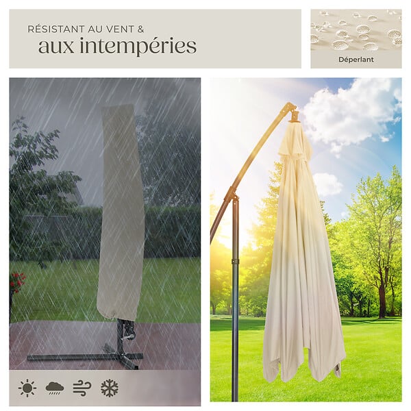 TECTAKE - Parasol 350 cm avec housse de protection beige - large