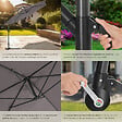 TECTAKE - Parasol déporté 3,5 m protection contre les uv ouverture par manivelle inclinable gris housse de protection incluse - vignette