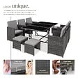 TECTAKE - 10 Places salon de jardin encastrable avec housse de protection gris assise confortable entretien facile - vignette