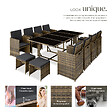 TECTAKE - Salon de jardin 12 places encastrable en marron naturel avec housse de protection en gris foncé - vignette