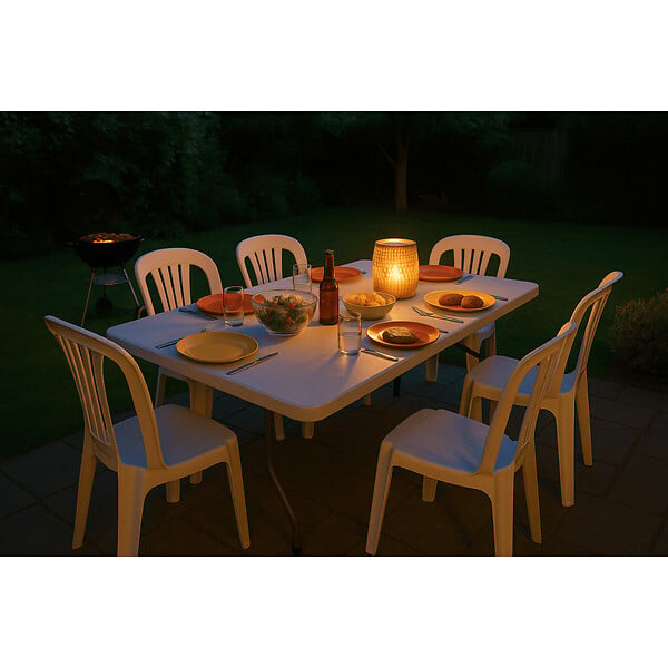 KZ GARDEN - Table de jardin pliante 8 places 180x75xH74 cm Blanche Polypropylène Haute resistance Camping Réceptions KZ GARDEN - large