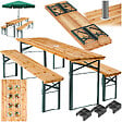 TECTAKE - Ensemble de tables et bancs pliable avec support parasol mobilier de jardin marron en acier sapin - vignette