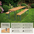 TECTAKE - Ensemble de tables et bancs pliable avec support parasol mobilier de jardin marron en acier sapin - vignette