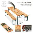TECTAKE - Ensemble de tables et bancs pliable avec support parasol mobilier de jardin marron en acier sapin - vignette
