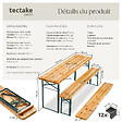 TECTAKE - Ensemble de tables et bancs pliable avec support parasol mobilier de jardin marron en acier sapin - vignette