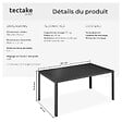 TECTAKE - Table de jardin en aluminium résistante intempéries et UV noir/noir - vignette