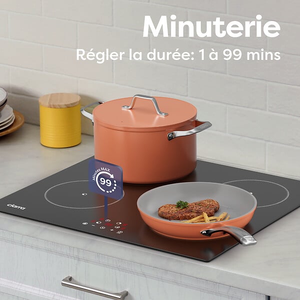 CIARRA - Table de cuisson à induction 4 Foyers 6000W Noir CD4BIH-F - large