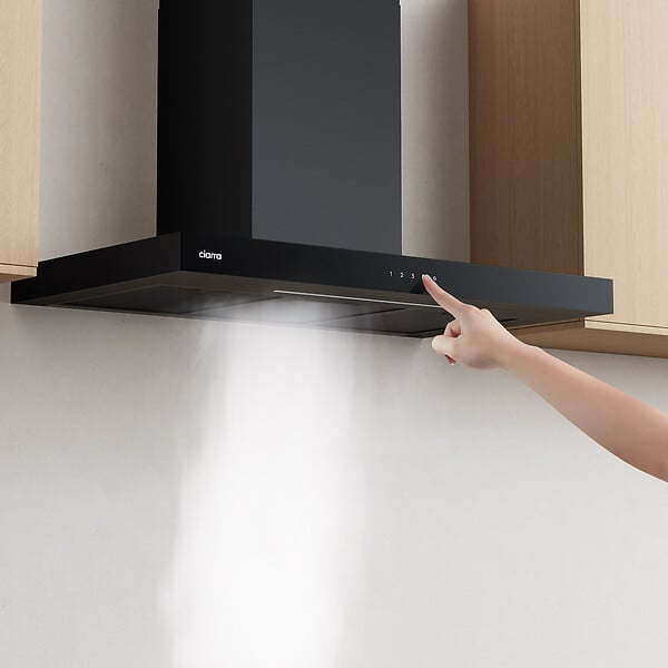 CIARRA - Hotte de cuisine 90cm APP Contrôle 650m3/h Booster Touche Tactile Noir CD9102B - large