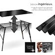 TECTAKE - Table pliante en aluminium Bastian, réglable en hauteur noir - vignette
