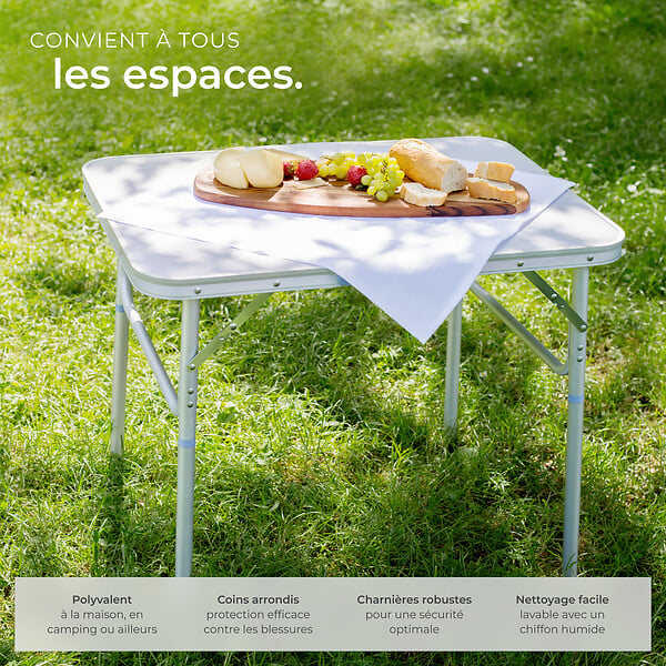 TECTAKE - Table pliante de camping en aluminium 75 x 55 x 68 cm gris - large