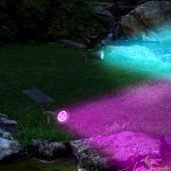 LUMI JARDIN - 2 Spots solaires projecteurs SPIKY Multicolore 100LM - large