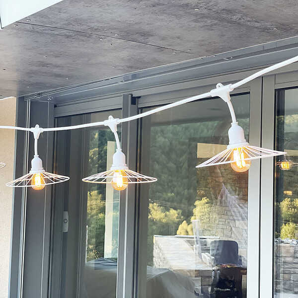 LUMISKY - Guirlande connectable CHIC CAGE Blanc 10 ampoules E27 6M - large