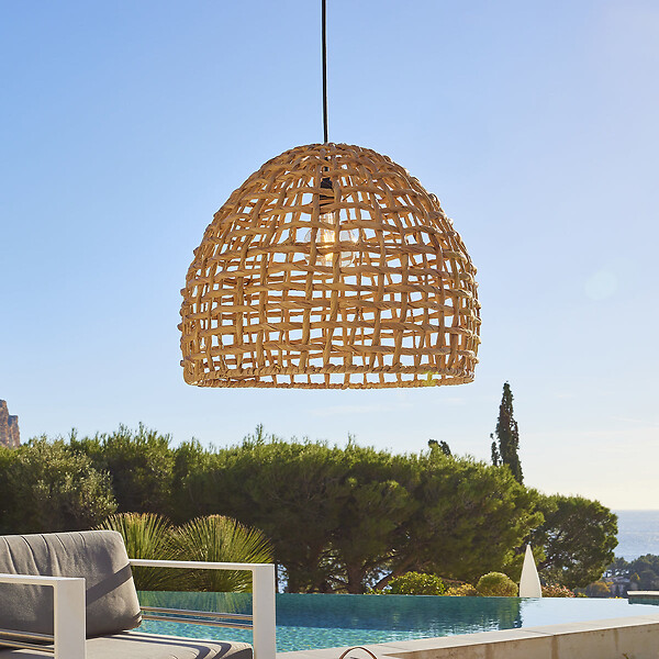 LUMISKY - Suspension Extérieure Jacinthe d'Eau Beige D50cm Câble 5m - large