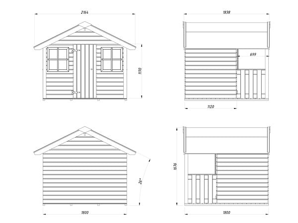 PALMAKO - Cabane de jeux en bois Felix - Marron - L.180xH.168xP.184cm - large