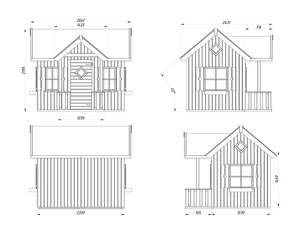 PALMAKO - Cabane jeux épicéa Jennie - Marron - L.233xH.220xP.227.5cm - large