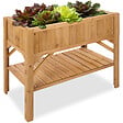 TECTAKE - Potager sur pied en bois de pin marron avec étagère de rangement extérieur 119x57x90 cm - vignette