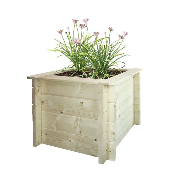 TIMBELA - Plate-bande surélevée en bois - 58x58xH46 cm - bois massif pin/épicéa 28 mm - Timbela M617 - large