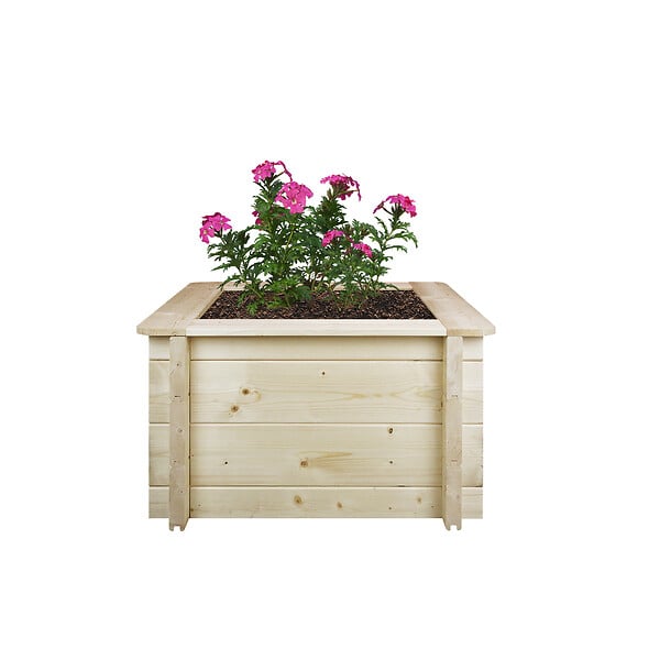 TIMBELA - Plate-bande surélevée en bois - 58x58xH35 cm - bois massif pin/épicéa 28 mm - Timbela M616 - large