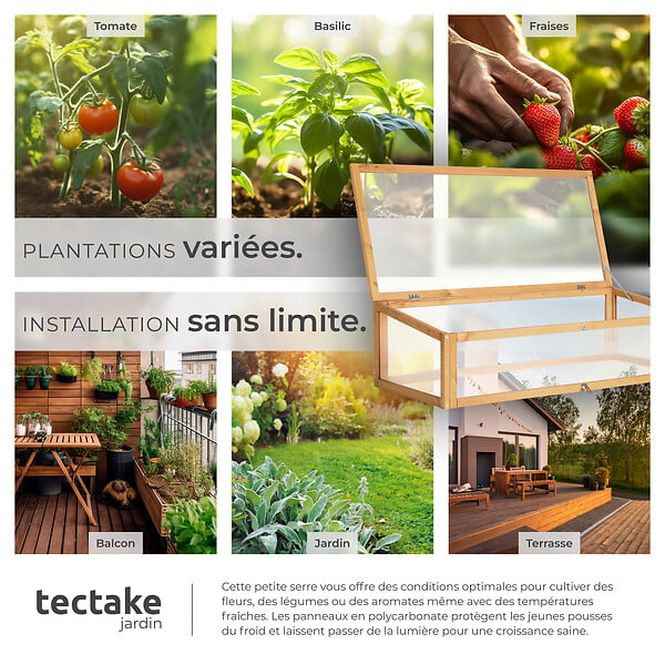TECTAKE - Serre Châssis de Jardin pour Carré Potager 115 x 53 x 34 cm marron - large