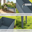 TECTAKE - Carré potager sur pied gris anthracite 98 5x26x82 5cm jardinière surélevée pieds élancés acier laqué poudré trou drainage hauteur travail - vignette