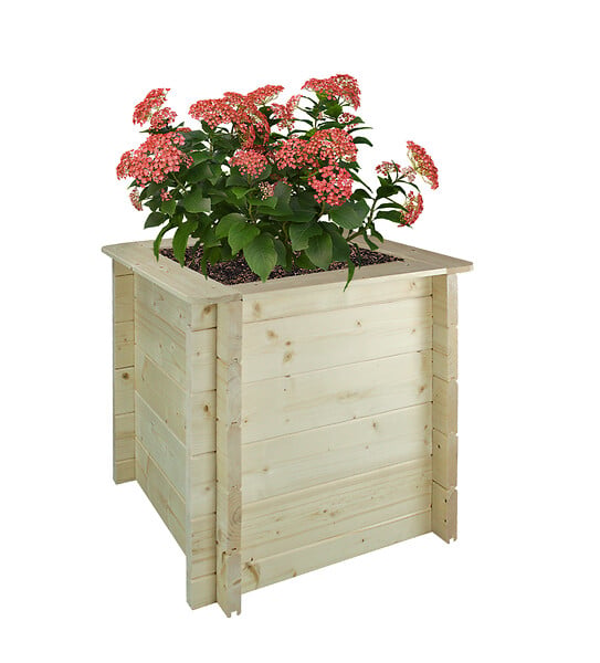 TIMBELA - Plate-bande surélevée en bois - 58x58xH57 cm - bois massif pin/épicéa 28 mm - Timbela M618 - large