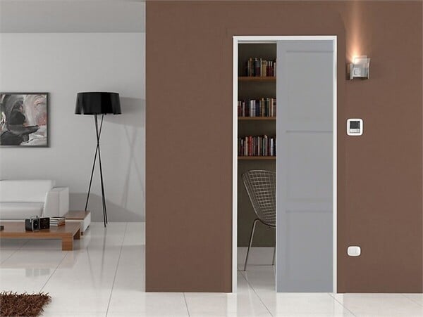 GD MENUISERIES - Porte Coulissante Greyria Gris 3 Panneaux Gris Clair H204 x L83 cm,Galandage - large