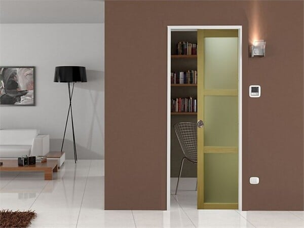GD MENUISERIES - Porte Coulissante bois Ayous Vitrée H204 x L93 cm, Galandage - large