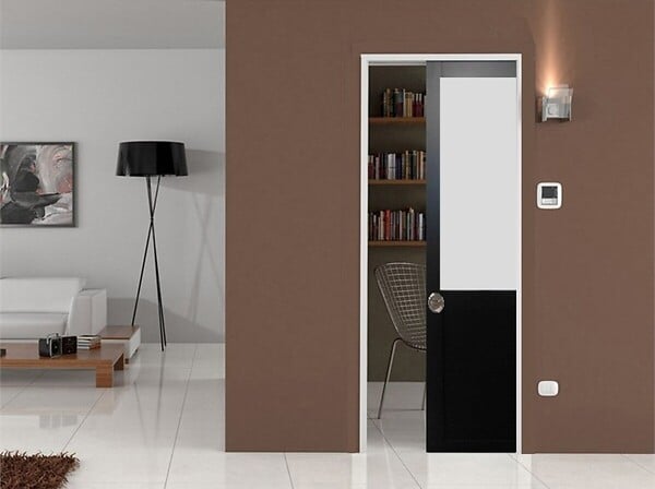 GD MENUISERIES - Porte Coulissante Athena Noir H204 x L73 cm, Galandage - large